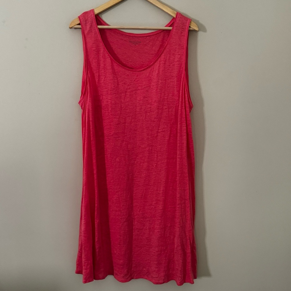 Eileen Fisher Pink 100% Linen Shift Sleeveless Dress Size XLarge